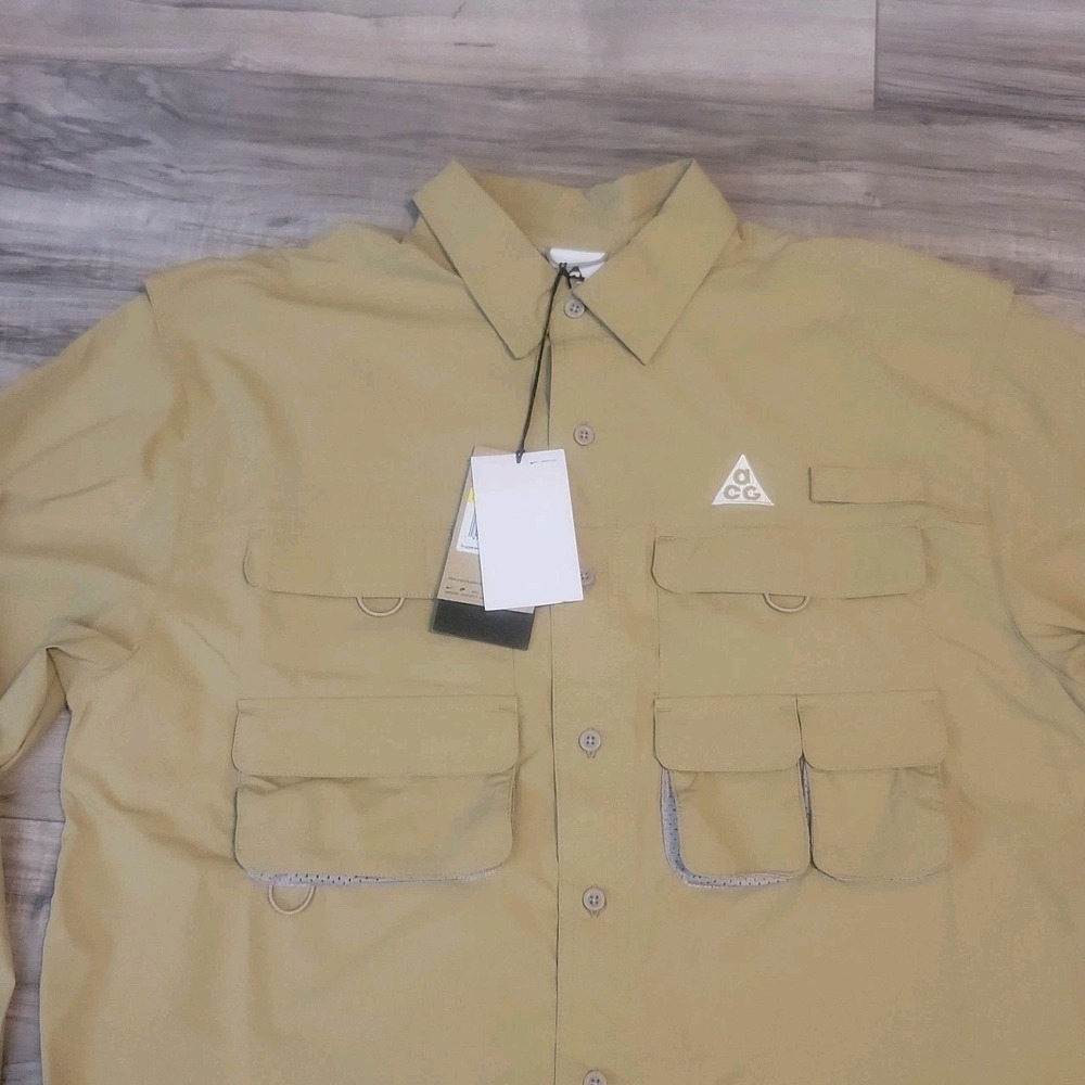 Nike ACG Orb Weaver Dri-Fit ADV UV Button-Up Shirt Beige Mens XL HJ2465-297 NEW